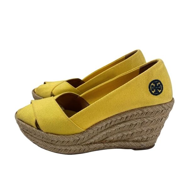 Tory Burch Yellow Espadrille Shoes with Crossover Straps - Picture 5 of 11